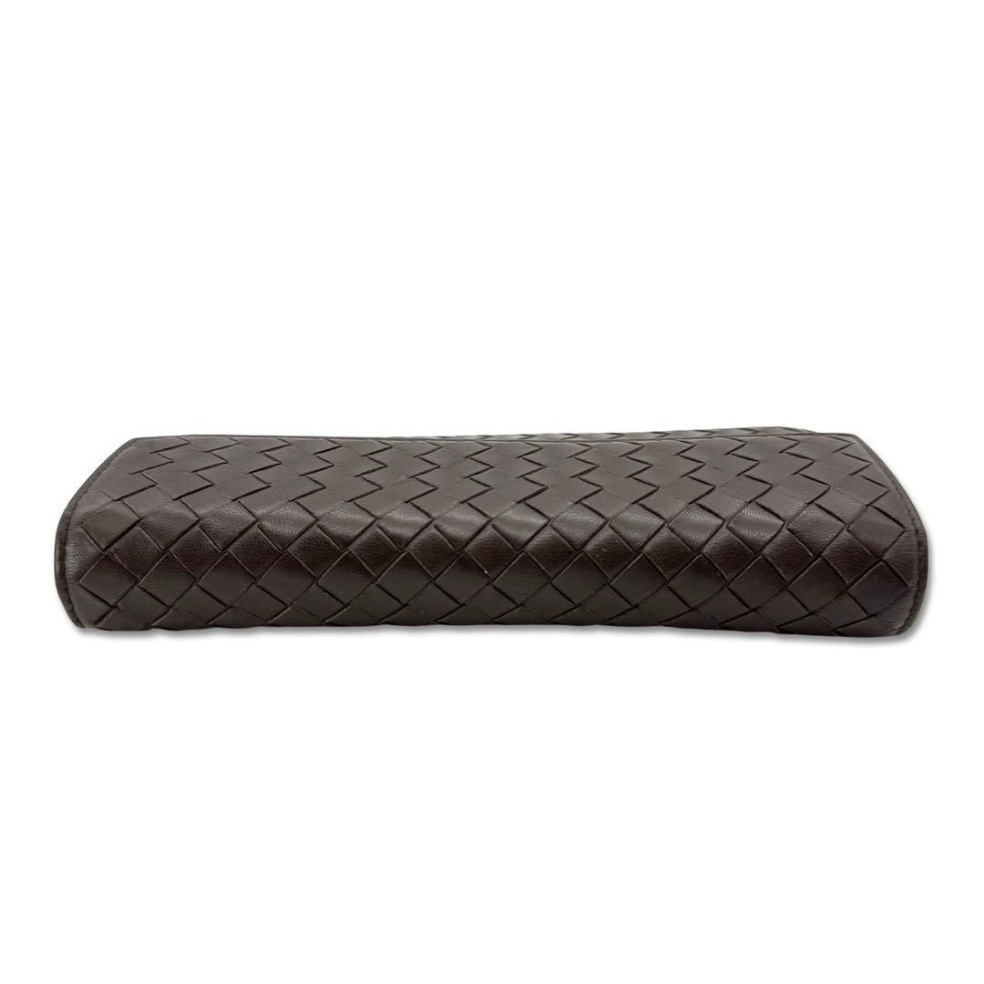 ボッテガヴェネタ 長財布 イントレチャート レザー ダークブラウン フラップ BOTTEGA VENETA ボッテガヴェネタ イントレチャート フラップ 長