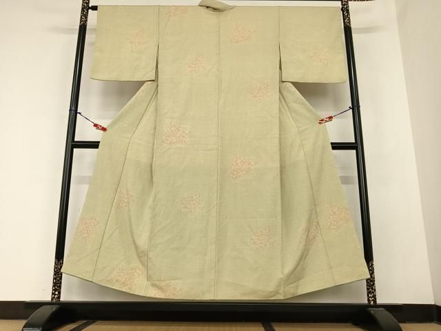 平和屋着物 本塩沢 舞花文 正絹 AABB6331zg