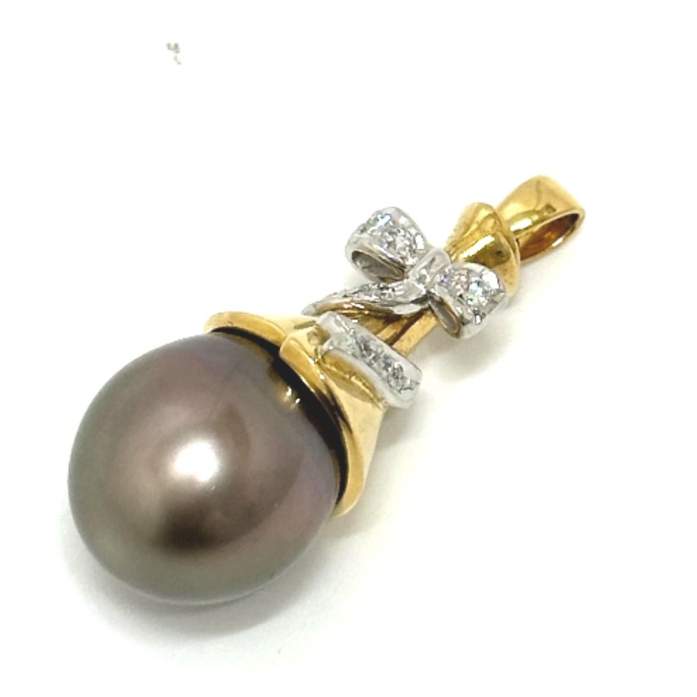 jewelry ジュエリー ペンダント K18×Pt900 D0.13ct ブラックパール K18 Pt900 ゴールド