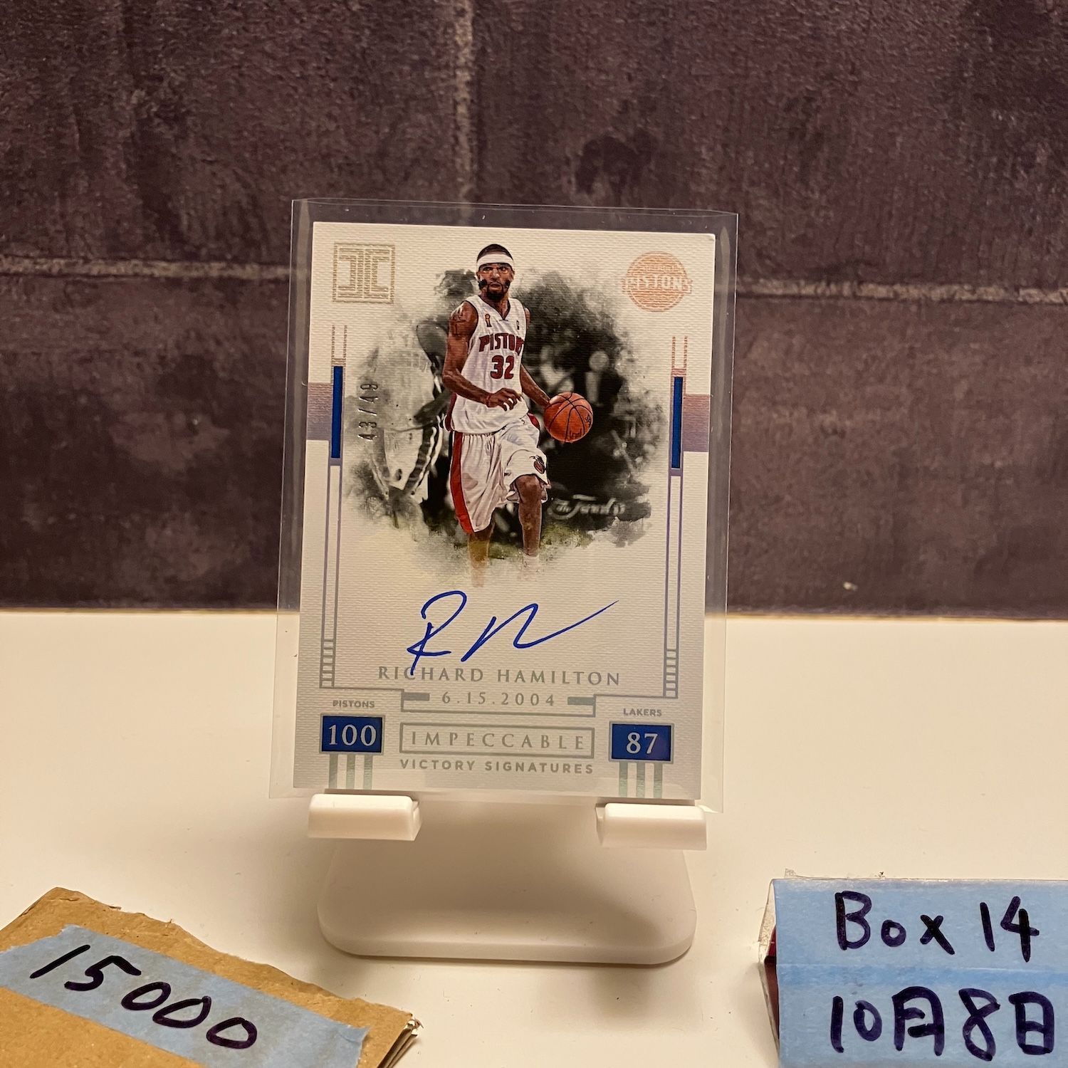 2017-18 Panini Richard Hamilton 43|49 直筆サインカード Detroit Pistons Impeccable Victory Signatures カード