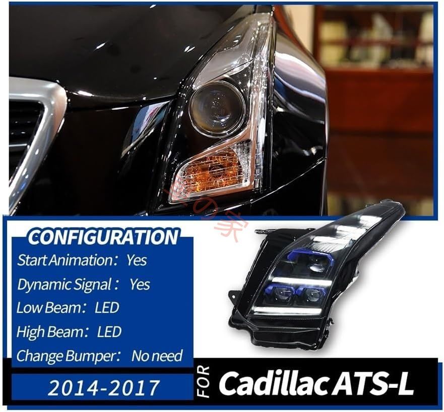 キャデラック ATS 2014-2018 ヘッドライト ATS-L DRL ターンシグナル ハイビーム エンジェルアイ プロジェクター 自動車ヘッドライト交換用 ヘッドランプ照明アセンブリ