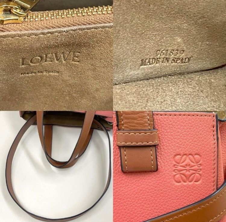 ロエベ ゲート トップハンドル スモール サーモンピンク 2way ハンドバッグ DECORATOM_COM_BR