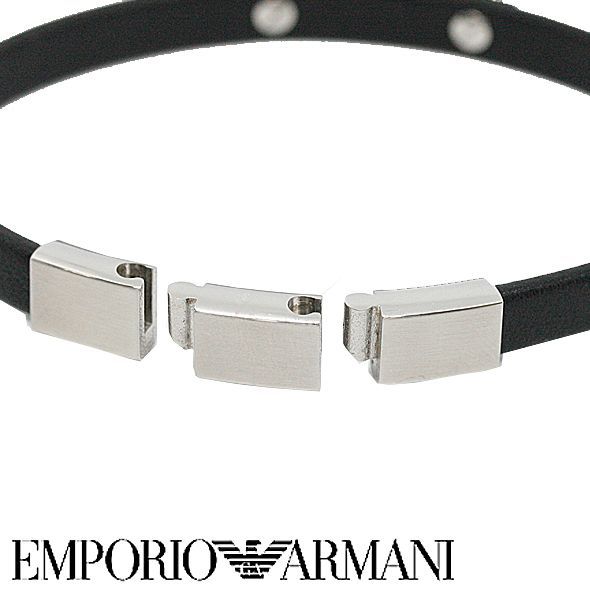 EMPORIO ARMANI メンズ 革 / スチール ブレスレット - サイズ onesize