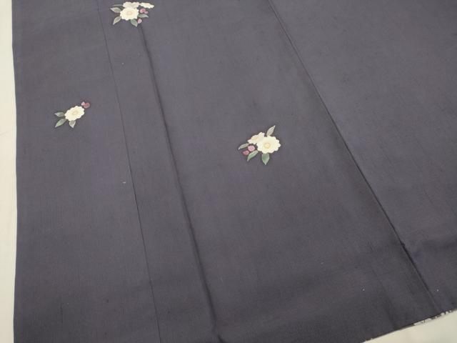 平和屋着物○十日町 名門青柳謹製 赤城紬 草木染 背抜き仕立て 草花文