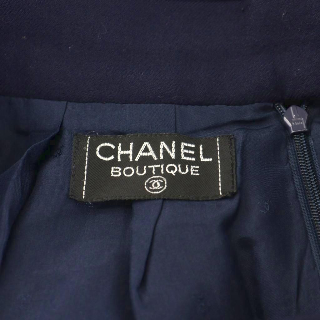 シャネル CHANEL BOUTIQUE タイトスカート ひざ丈 紺 ネイビー