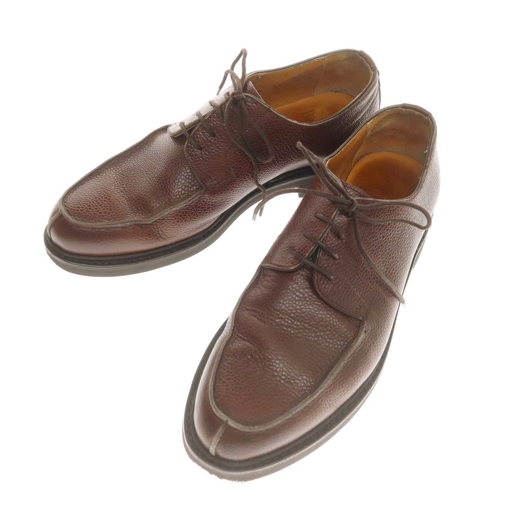 バーウィック BERWICK 型押しレザー Uチップ ドレスシューズ ブラウン サイズ7 1 2 メンズ
