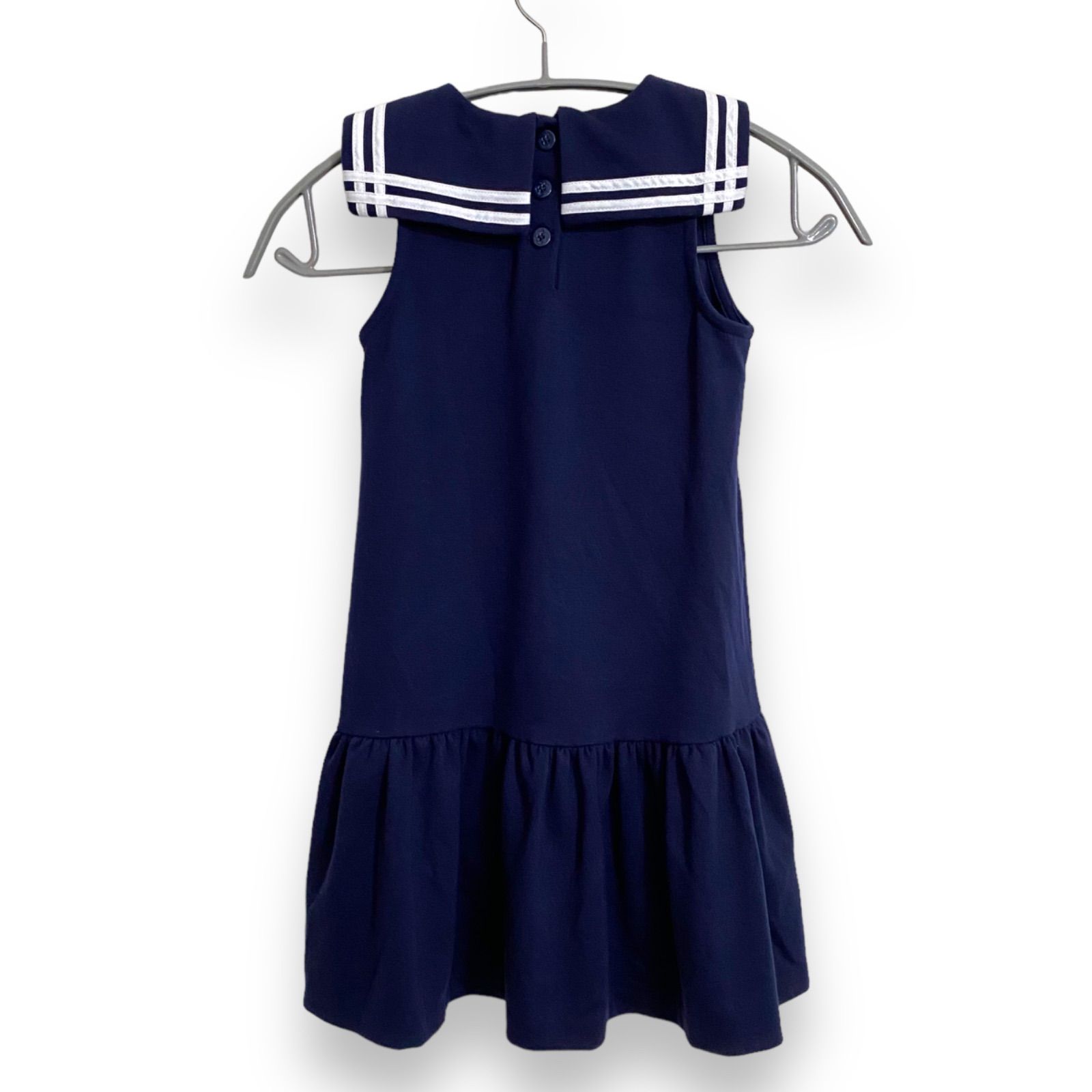 LAUREN Ralph Lauren ネイビー ノースリーブ ワンピース 00 RLX ラルフローレン 襟付 ノースリーブワンピース ネイビー系 XS