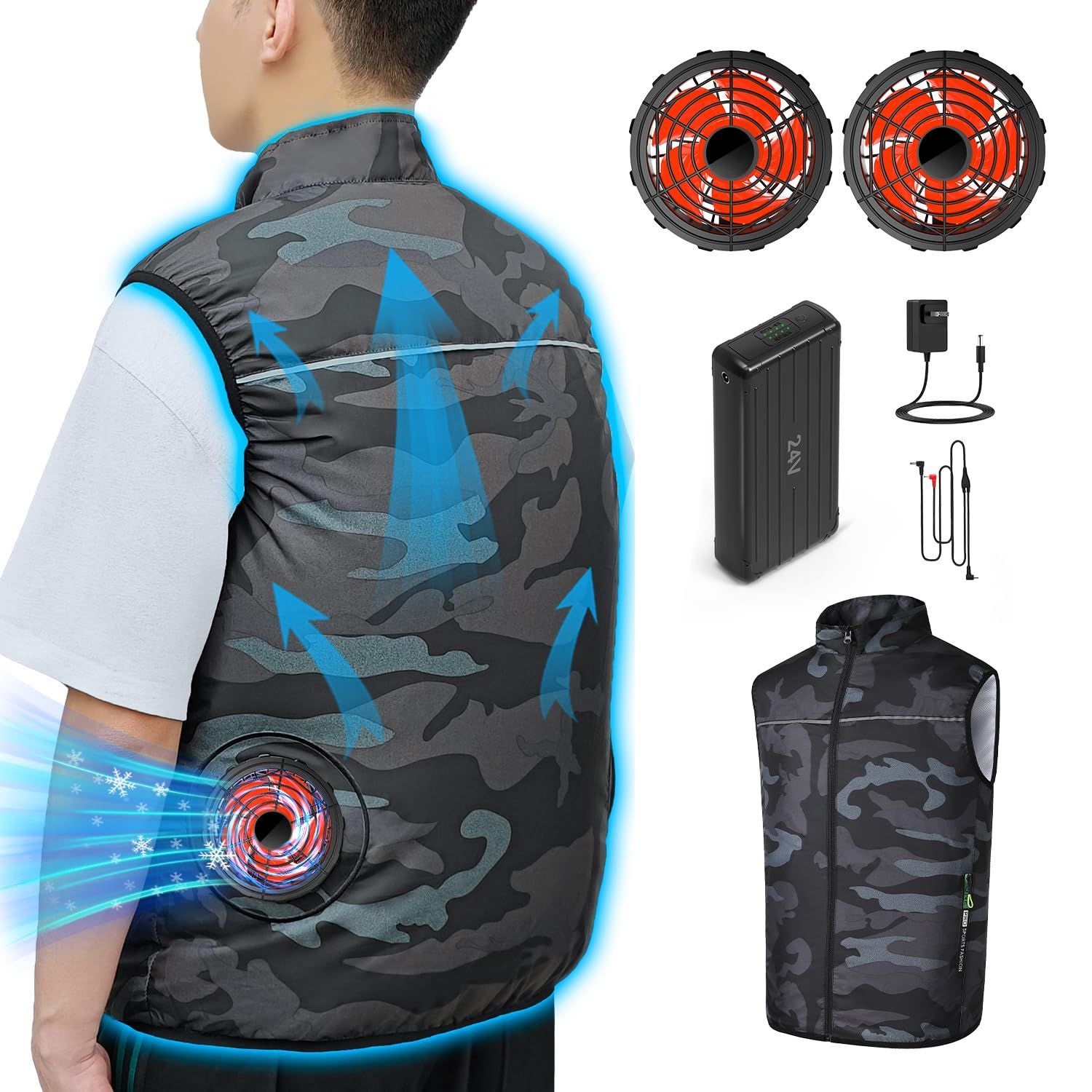 空調作業服用ファンバッテリーセット 24V暴風＆ 30000mAh 2025モデル