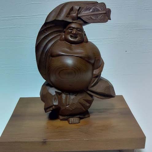 布袋 明仁 一位一刀彫 飛騨高山 木彫 木製 彫刻