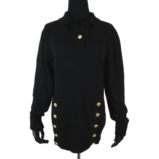 オールドCHANEL 長袖ニット　金ボタン オールドCHANEL 長袖ニット 金ボタン
