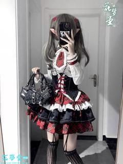 25年 ロリータ~~オリジナル jsk ワンピース チェック柄 ドレス K446 撮影会 舞台 イベント 花夢堂-303