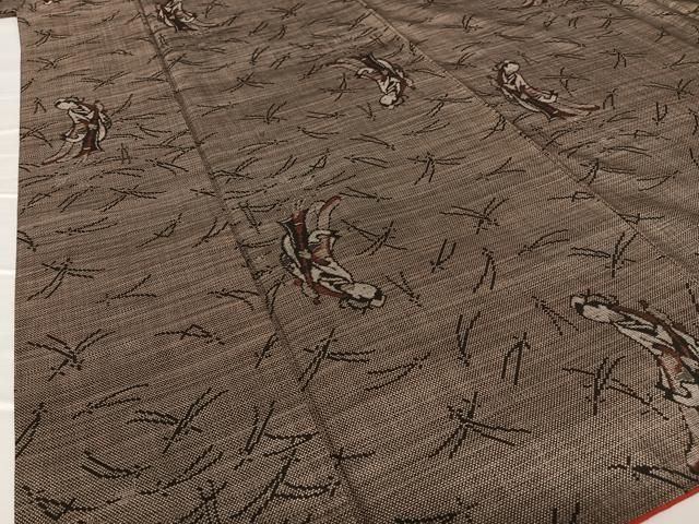 平和屋着物○本場大島紬 泥染め カタス9マルキ 女人文 敷松葉 正絹