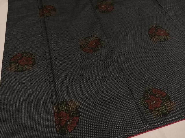 平和屋着物□本場大島紬 7マルキ 草花丸文 正絹 逸品 未使用  