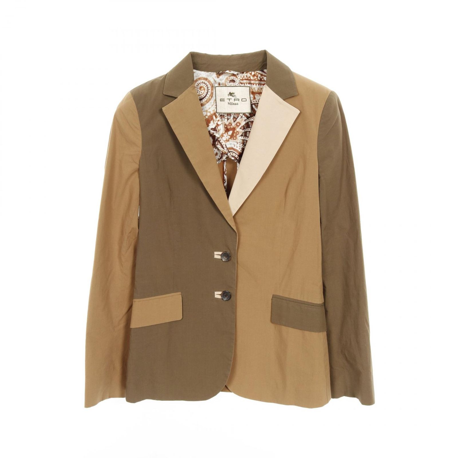 ETRO - エトロ ETRO クレイジーパターン テーラードジャケット 衣料品 アウター コットン レディース ベージュ系 / カーキ系 141-15095-8429 【中古】 エトロ ETRO テーラードジャケット クレイジーパターン 141-15095-8429