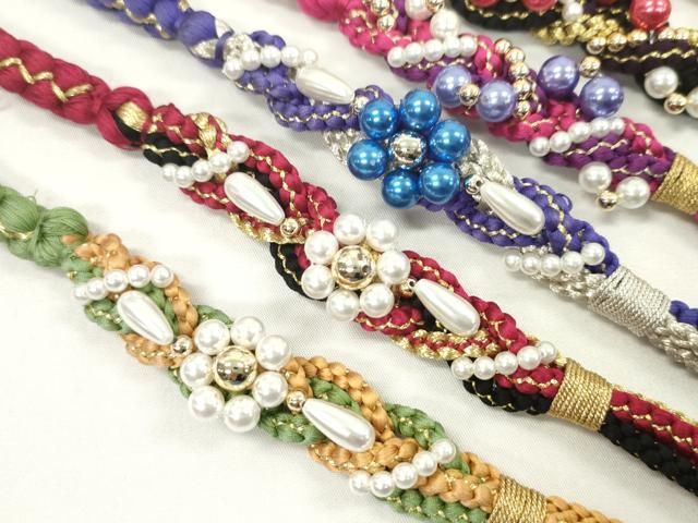 平和屋着物●和装小物 振袖用飾り付き帯締め１０本セット パール 花 金銀糸 CAAX8206ju