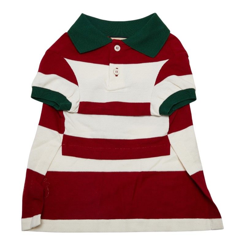 グッチ ボーダー ストロベリー ドッグウェア ペット服 サイズ M 695744 ホワイト マルチカラー コットン レディース GUCCI 1-0237670