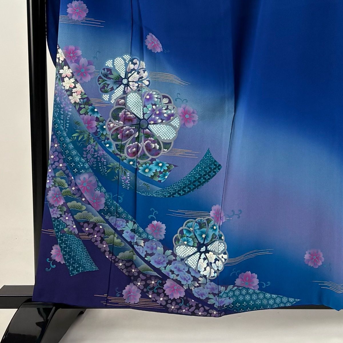 振袖/鼓草花金彩染め分け紫中古美品振袖set/身丈167.5裄丈66.5紫成人式 f0423026.jpg