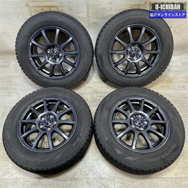 プリウス カローラスポーツ 等 VELVA CHARGE 6-15 43 5H100 ピレリ アイスアシンメトリコ 195|65R15 15インチ スタッドレス 4本セット 009k