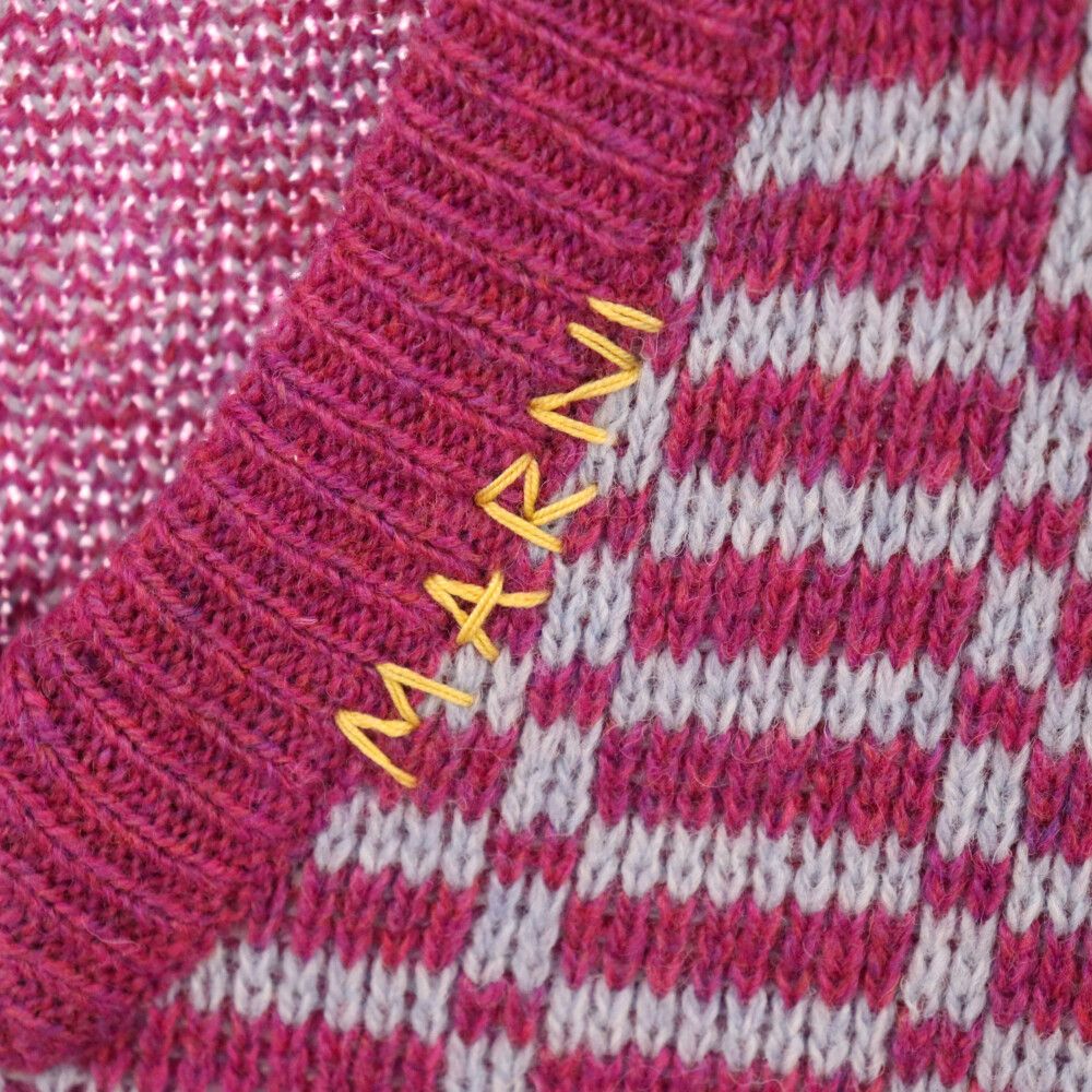 MARNI (マルニ) 22AW ジャガードチェック ロゴ刺繍 ニットベスト 