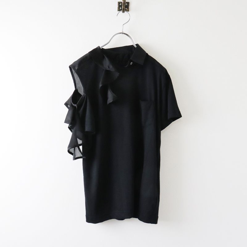 sacai サカイ 18-03851 アシンメトリードッキングTシャツ 3/ブラック カットソー 再構築 ポケット【2400013563833】 -  メルカリ