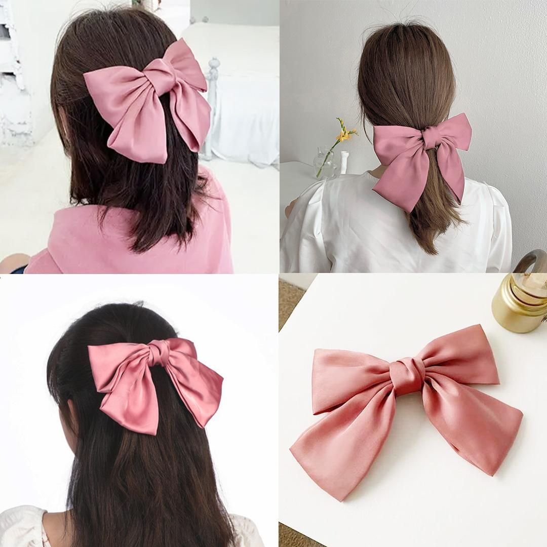 ビッグリボン バレッタ ピンク ヘアアクセサリー - メルカリ