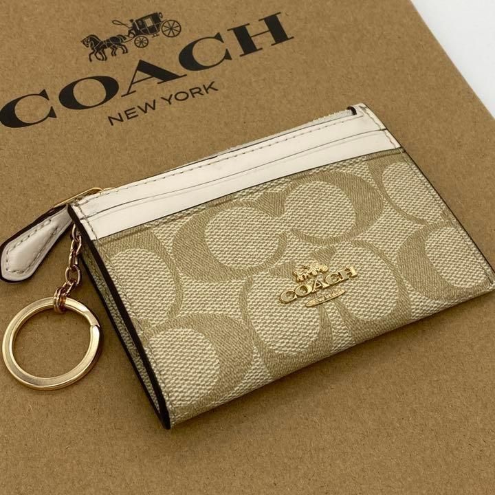 COACH コーチ 小銭入れ財布 カードケース シグネチャー チョーク