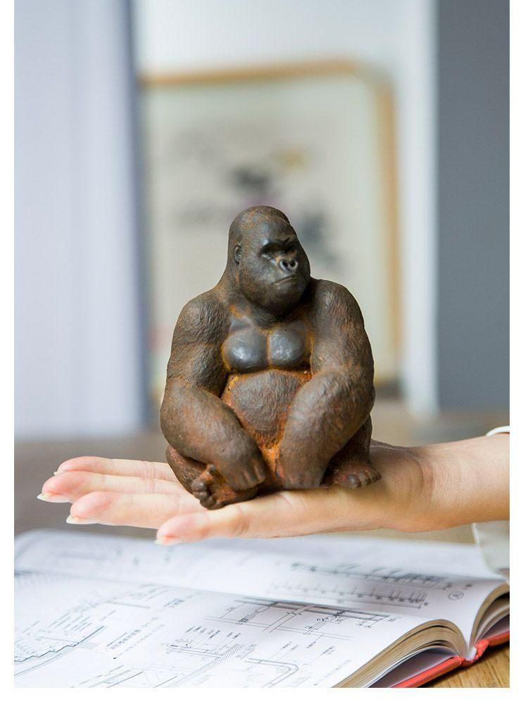 ゴリラ動物 デスク書斎リビング 玄関お 茶台 装飾品 工芸品 置物