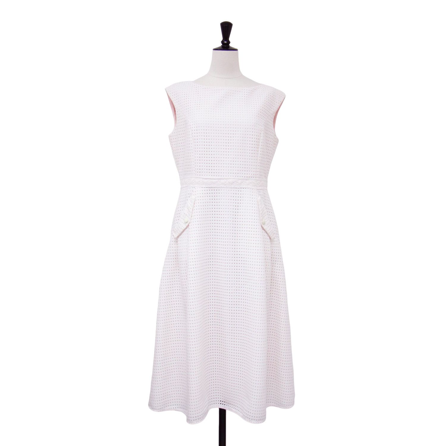 美品　トッカ　TOCCA ワンピース　4サイズ 美品】TOCCA トッカ ドレス ホワイト ピンク サイズ:4(L