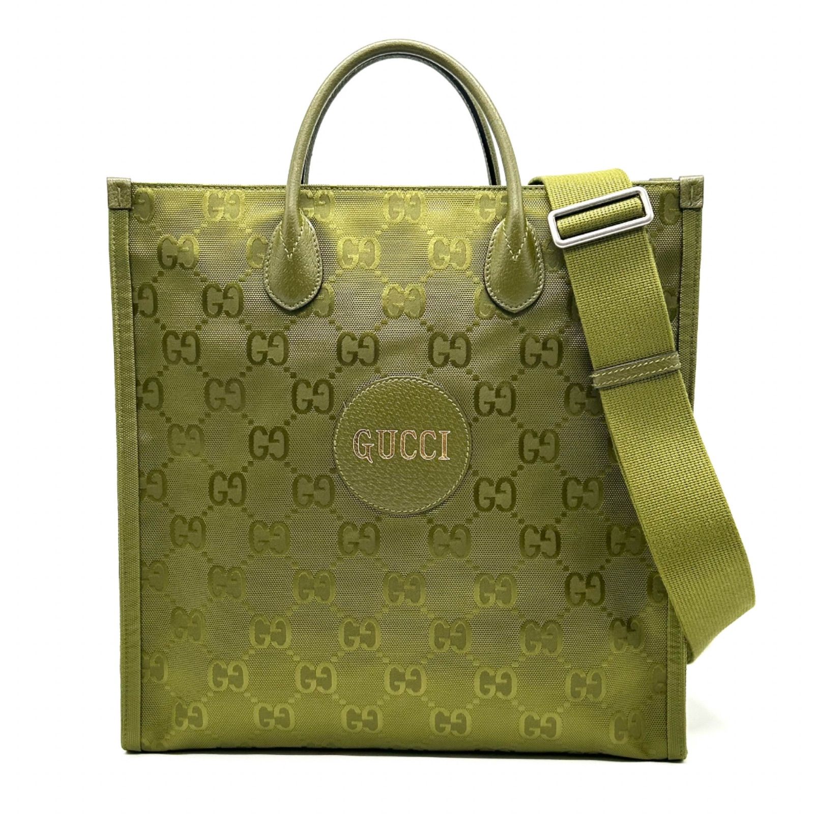 GUCCI グッチ オブザグリッド トートバッグ 2way ショルダーバッグ ミディアム GGナイロン グリーン 696043 トート ハンドバッグ バッグ 斜め掛け クロスボディ メンズ レディース ユニセックス GG ナイロン レザー 緑 bag