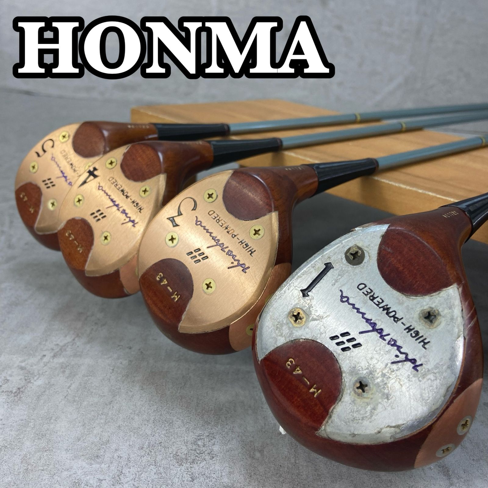 ホンマ M-43 レディースゴルフ パーシモンセット 4本 A 右利き用 木製 ウッド HONMA