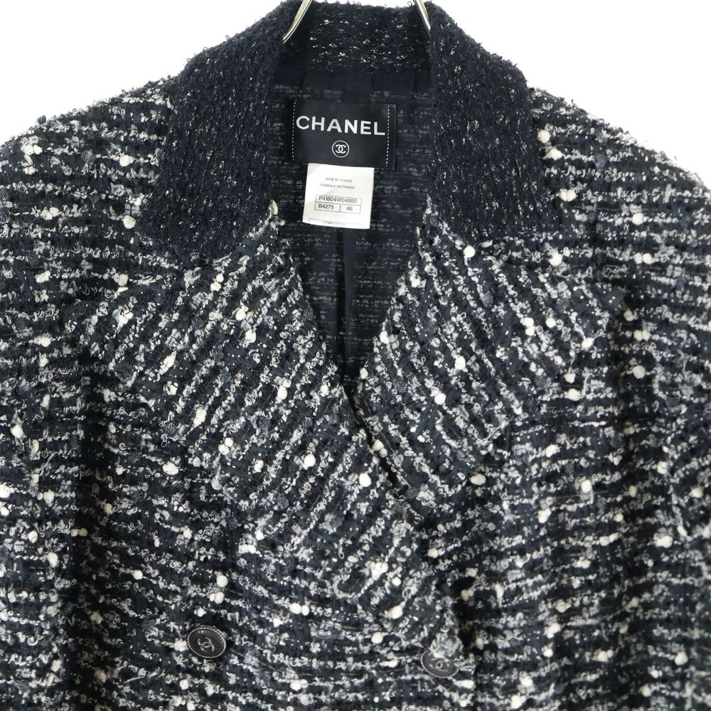 ココマーク ココボタンツイードダブルブレストチェスターコート