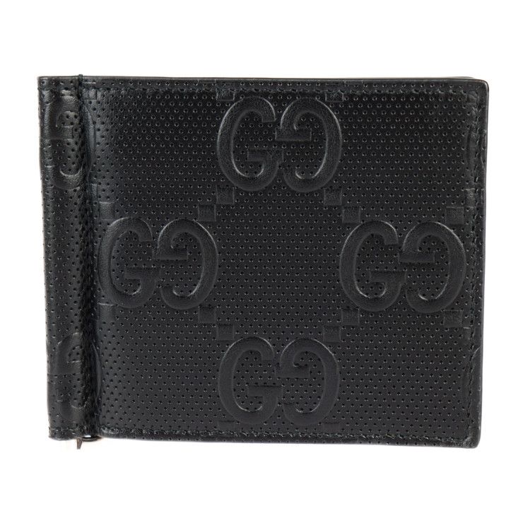 GUCCI グッチ GGエンボス マネークリップ 二つ折り財布 676656 レザー 
