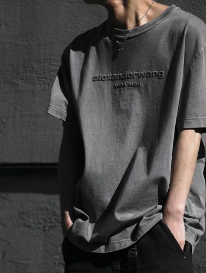 glitter puff logo tee in cotton in WASHED GRANITE