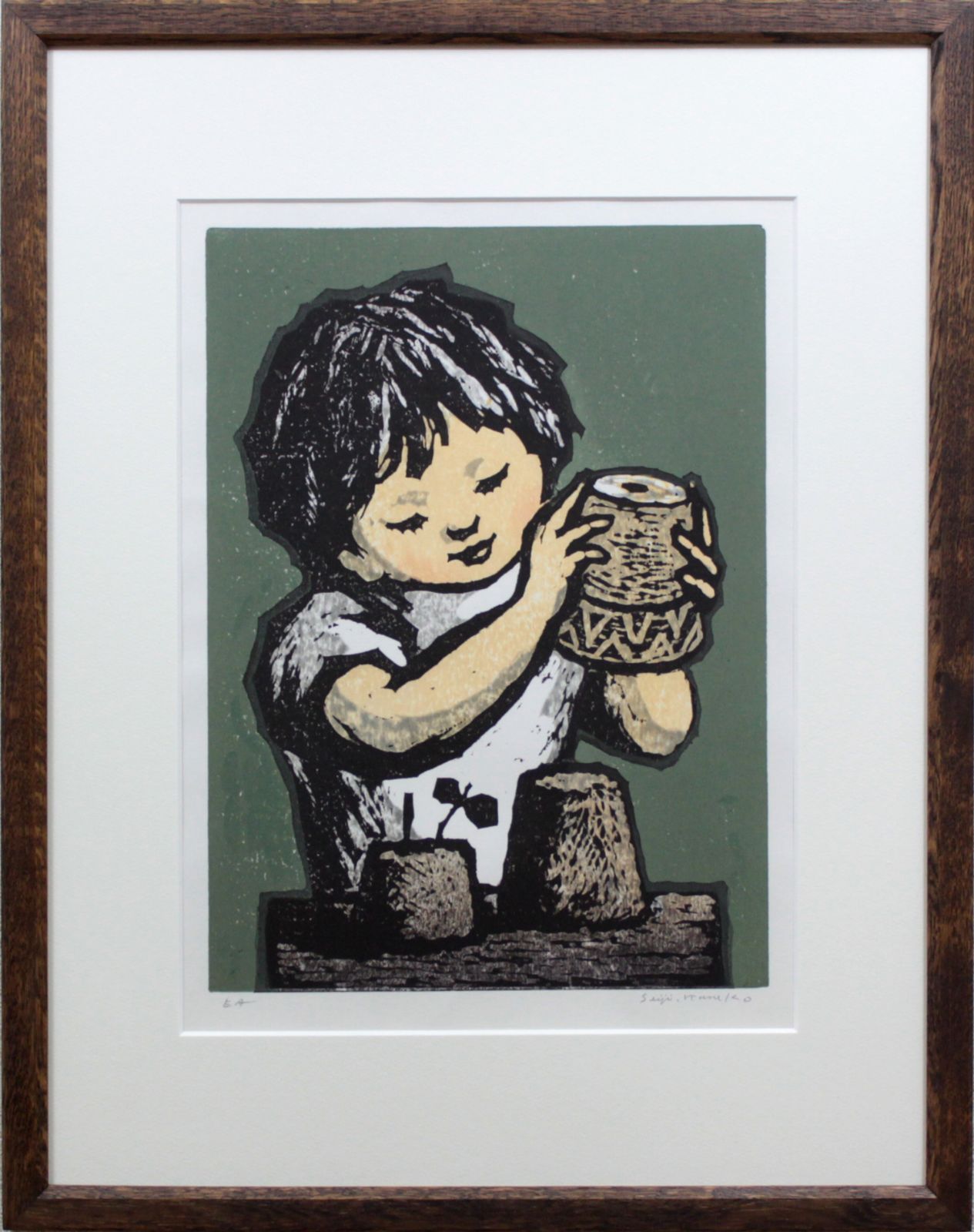 北海道画廊　メルカリ　金子誠治『砂あそび』木版画　絵画