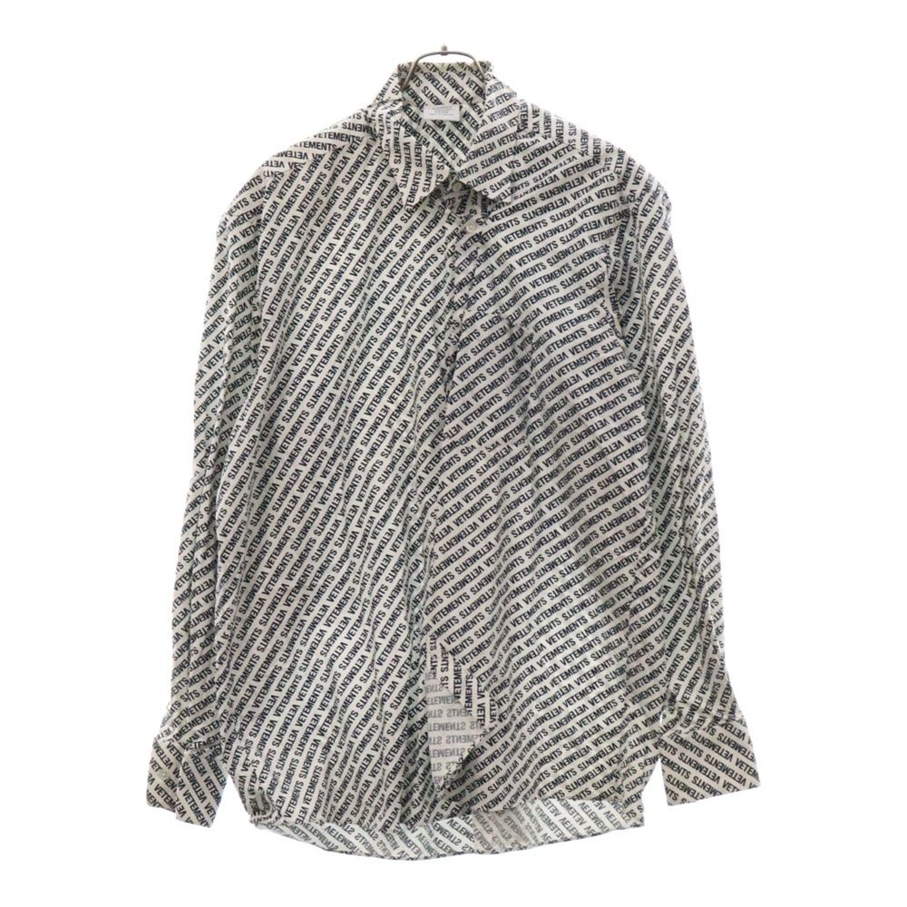 VETEMENTS ヴェトモン 18SS MONOGRAM L/S OVERSIZED SHIRT モノグラムプリント オーバーサイズ 長袖シャツ ホワイト/ブラック MSS18SH15 VETEMENTS (ヴェトモン) 18SS LOGO PRINT OVERSIZED SHIRT ロゴ