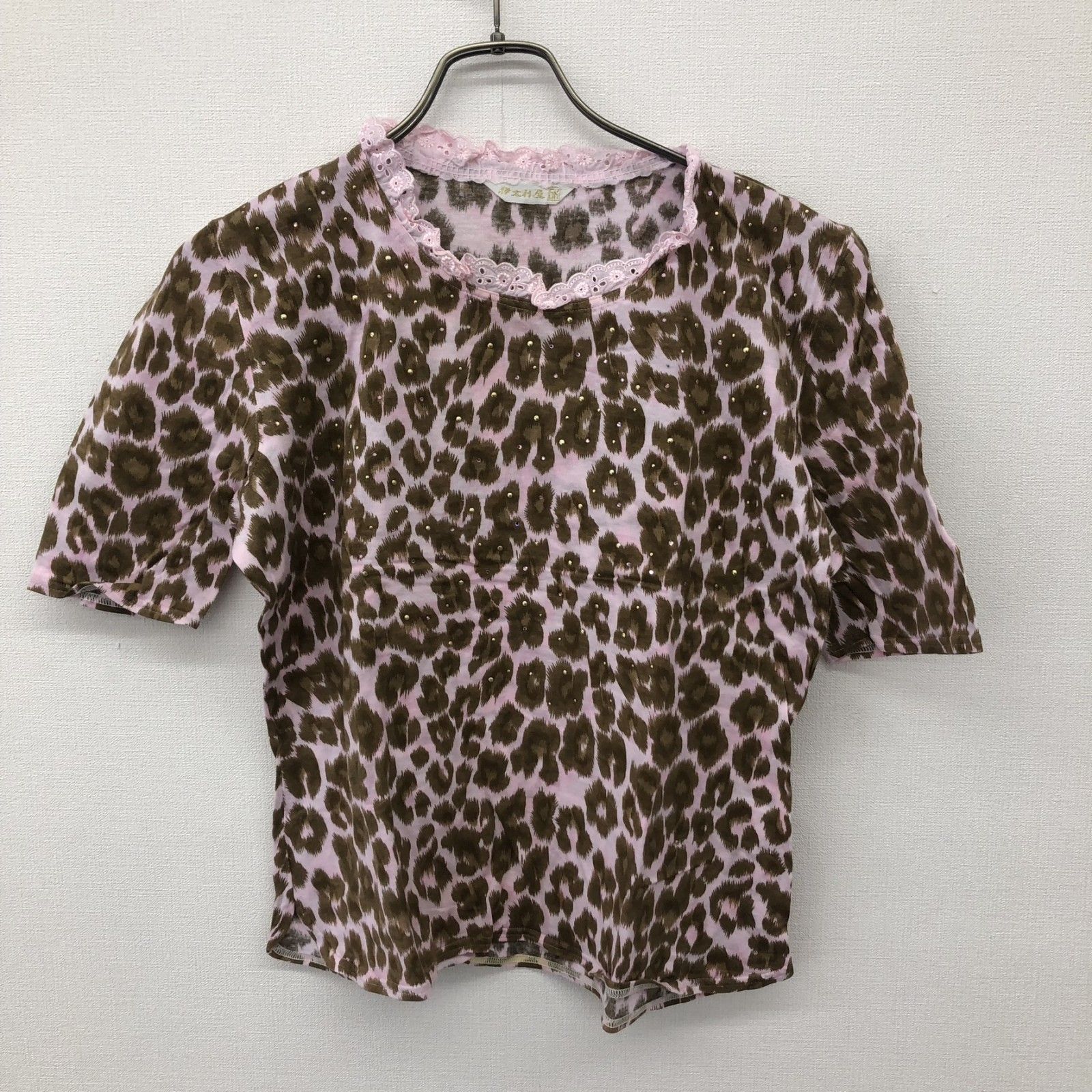 伊太利屋·ヒョウ柄·ジップアップコート·11号 伊太利屋 長袖 トップス ハーフジップ ニットセーター