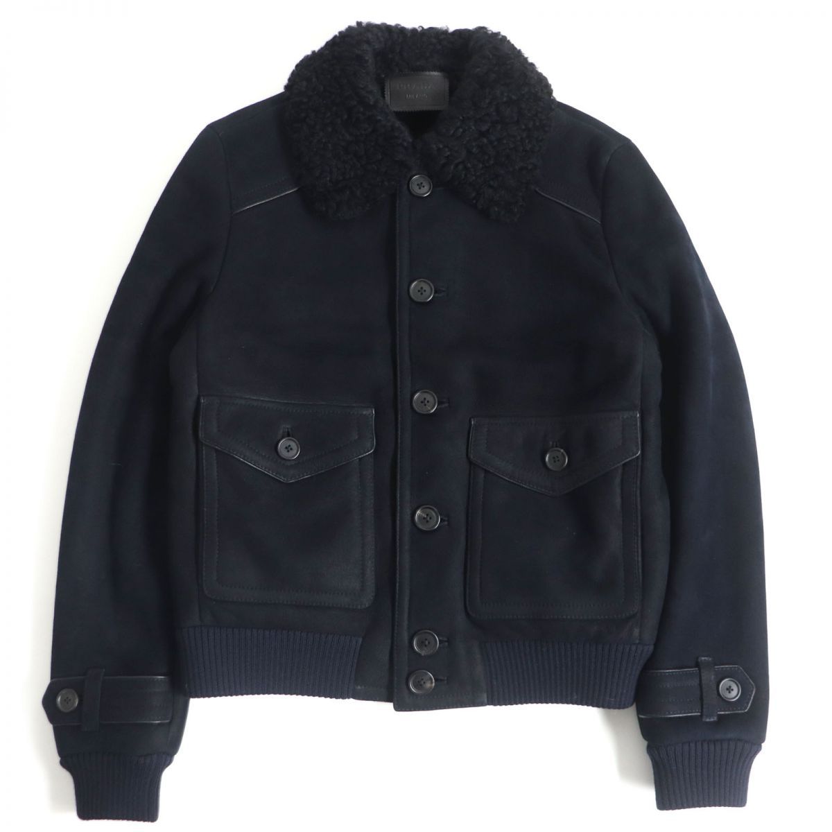 美品□18AW PRADA/プラダ 無地 ムートンジャケット/ブルゾンジャケット 