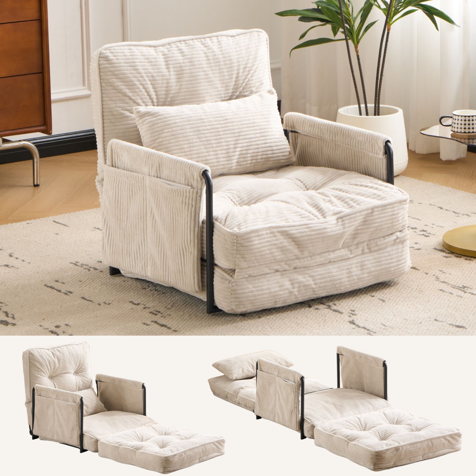 ソファー ソファーベッド 座椅子 6段調整可能 3WAY 1人掛け シンプル