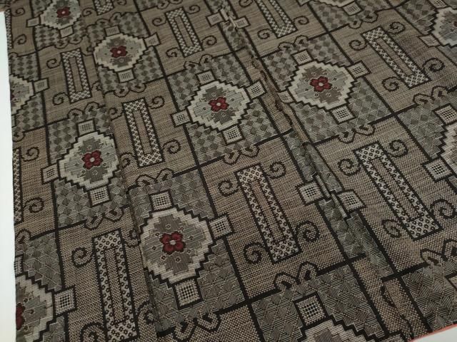 平和屋着物○希少 本場大島紬 龍郷絣 抽象文様 正絹 逸品 DAAW5523ud