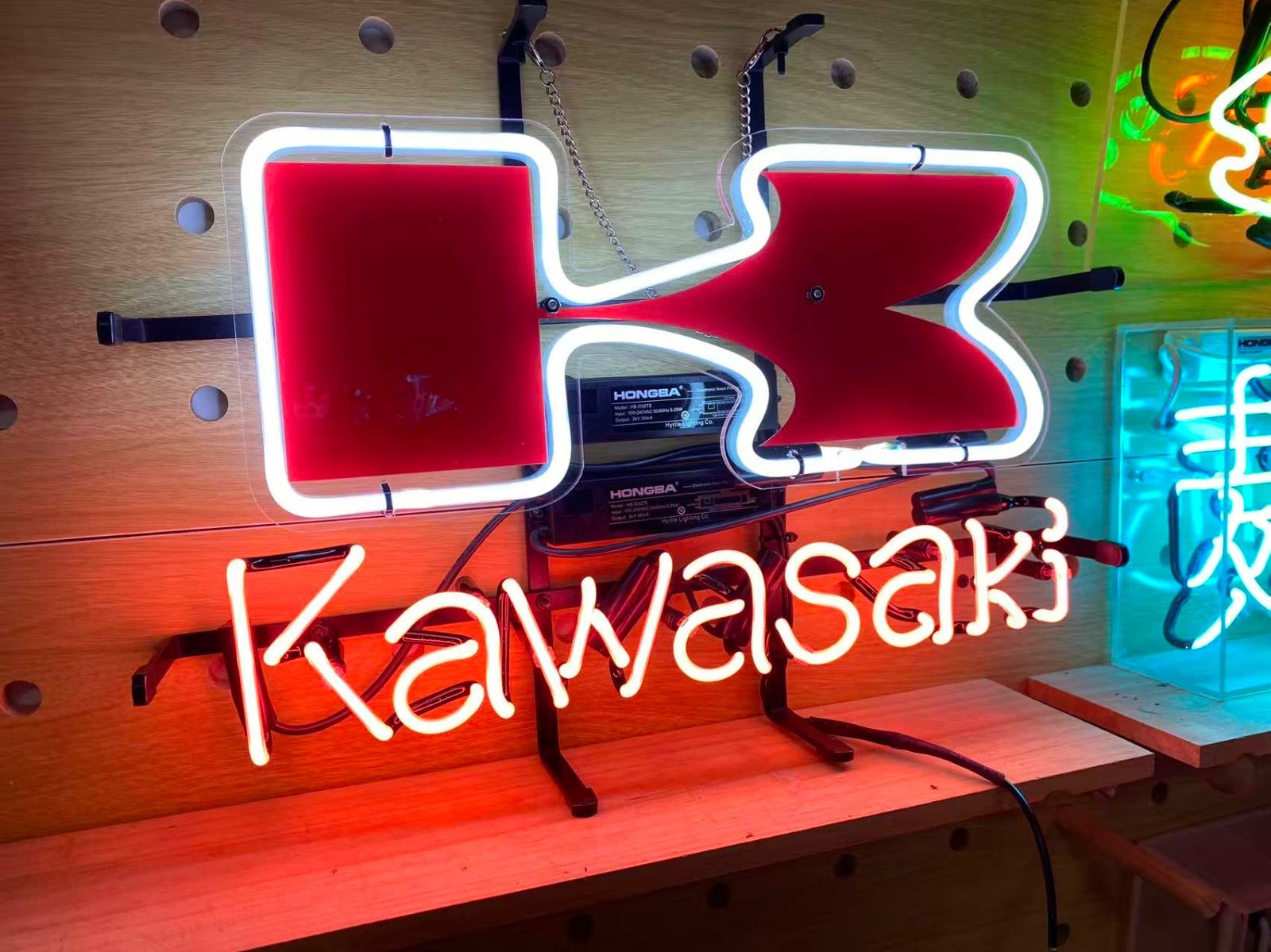 オーダー ネオンサイン Kawasaki ロゴデザイン バイクネオンライト インテリア LED