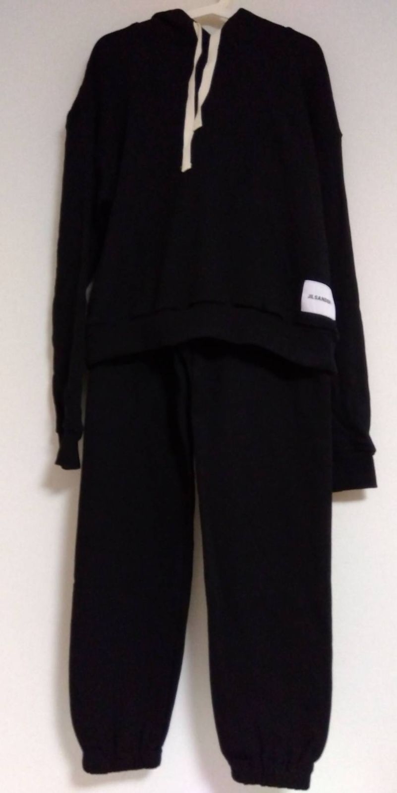 新品未使用タグ☆JIL SANDER ジルサンダー LOGO PACHT FOODIE SETUP イタリア製 黒 BLACK スウェット パーカー パンツ SIZE M