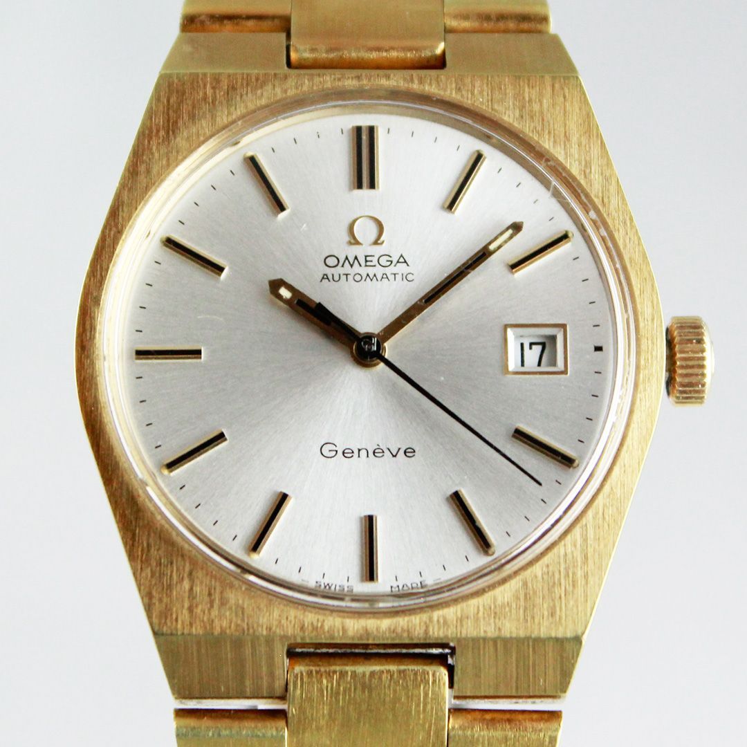 OMEGA Geneve 手巻き時計 ゴールド オメガ ジュネーブ 1974年製 手巻き 腕時計 ゴールド文字盤