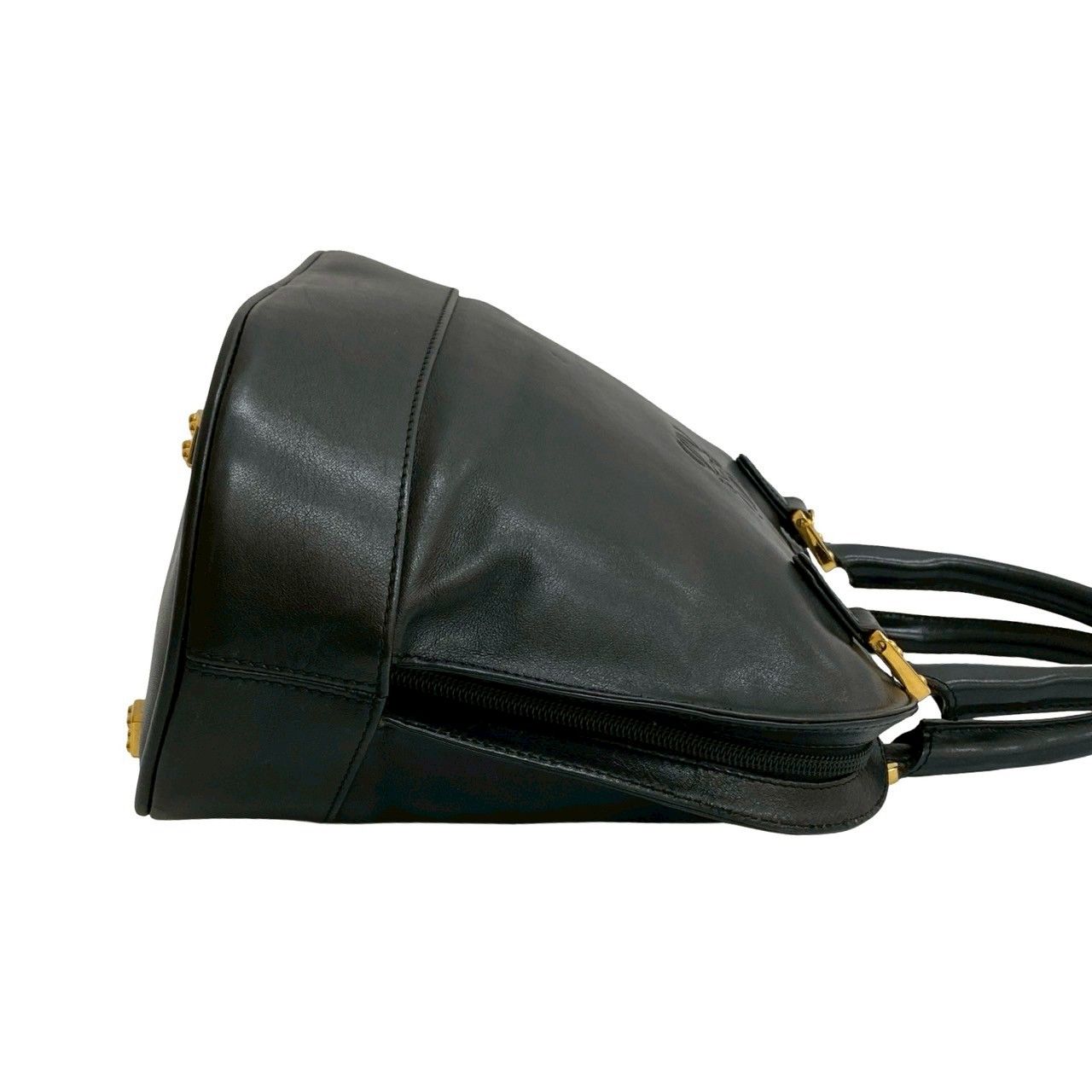 極 美品 袋付 ロエベ アナグラム ロゴ レザー ハンドバッグ ダークグリーン 極 美品 袋付 LOEWE ロエベ ヴィンテージ アナグラム ロゴ