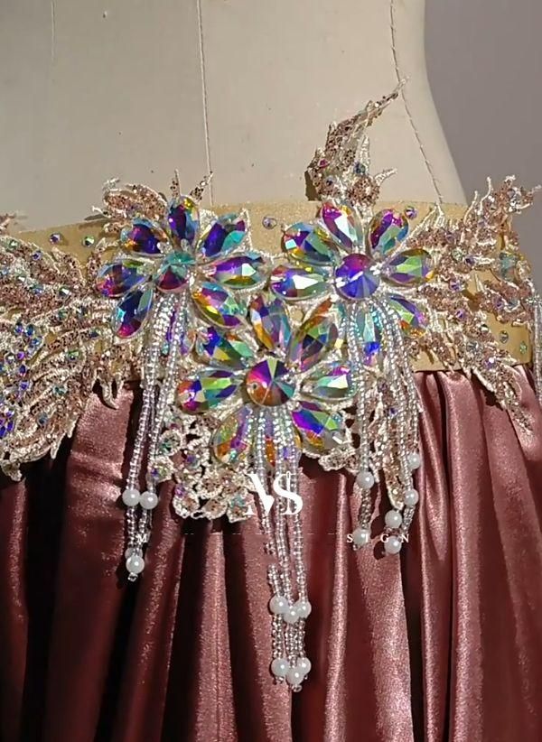 ベリーダンス衣装 セットアップ ブラスカート 豪華 色変更可