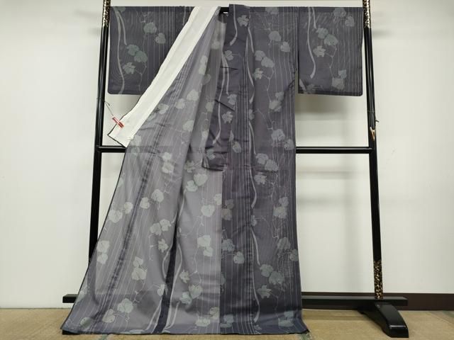 平和屋着物＊夏物 小紋 絽 蔦の葉文 洗える着物 CAAU4489ut