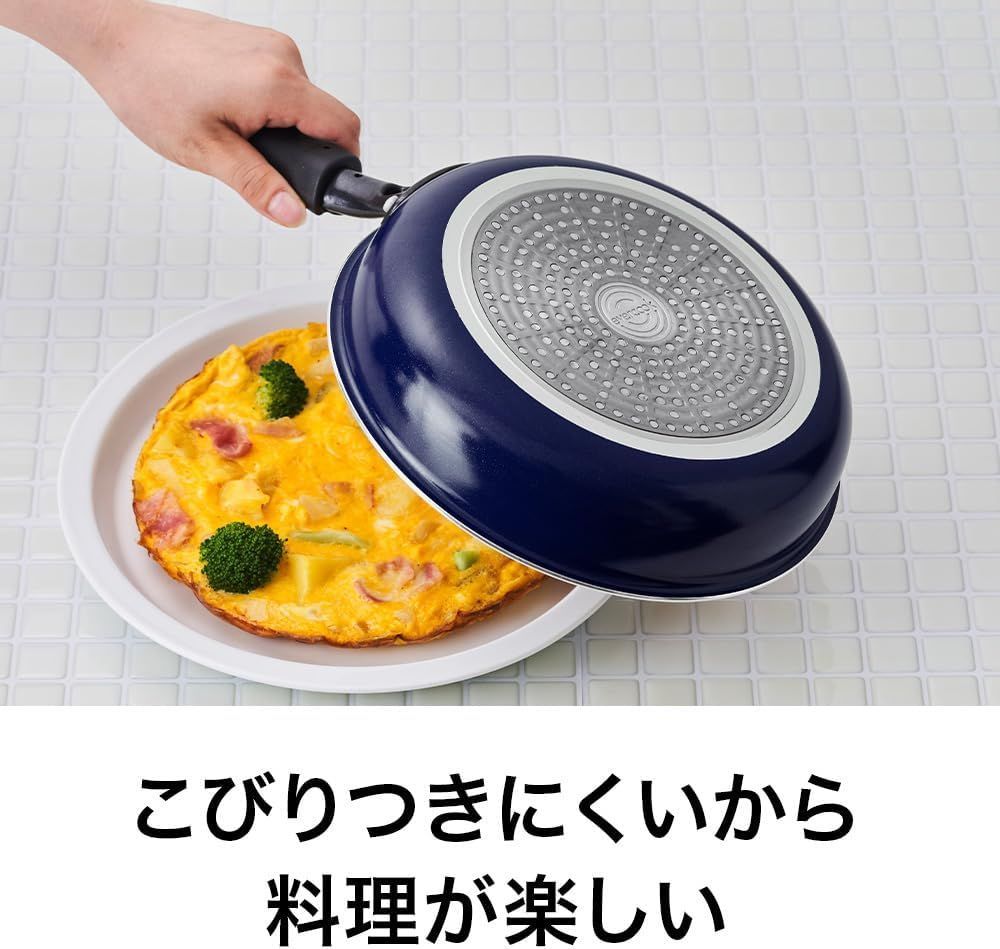 エバークック フライパンセット 3点セット オール熱源対応 IH対応 500日保証 こげつきにくいフライパン PFOA PFOS フリー ネイビー ドウシシャ ATMAENTERPRISE_COM