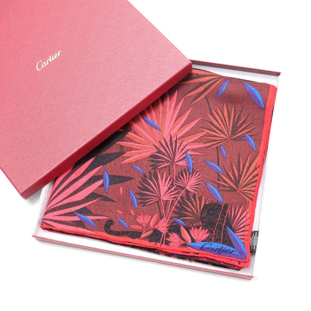 Cartier カルティエ スカーフ アニマル柄 箱付 Cartier カルティエ スカーフ アニマル柄 箱付