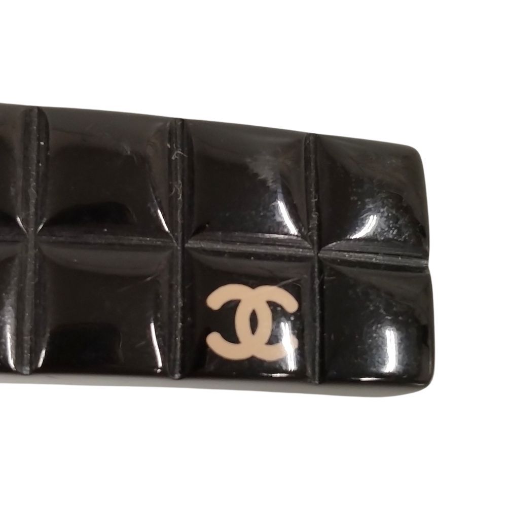 【中古】CHANEL バレッタ ココマーク プラスチック アイボリー ブラック CHANEL シャネル 04 A ココマーク チョコバー バレッタ ブラック