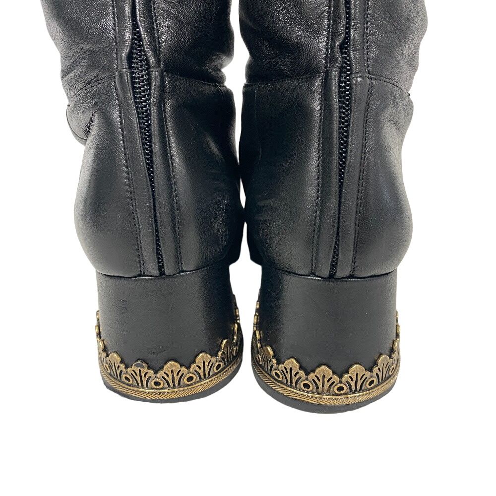 美品 CHANEL シャネル ロングブーツ レザー 36C ブラウン 中古・古着通販】CHANEL (シャネル) レザーロングブーツ ブラウン