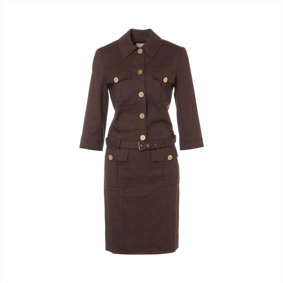 CELINE セリーヌ スーツ リネン混 トリオンフボタン 36 スカート セットアップ